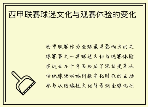 西甲联赛球迷文化与观赛体验的变化