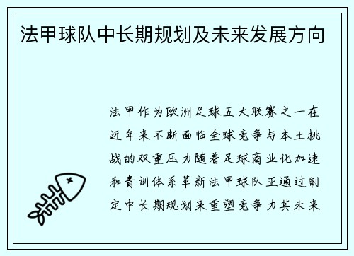 法甲球队中长期规划及未来发展方向